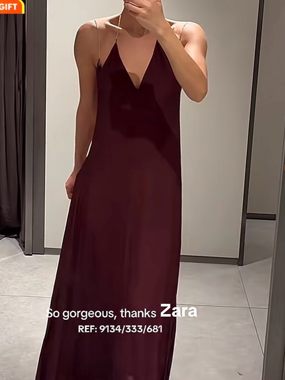 Zara Burgundy Slip Maxi Dress with Delicate Straps